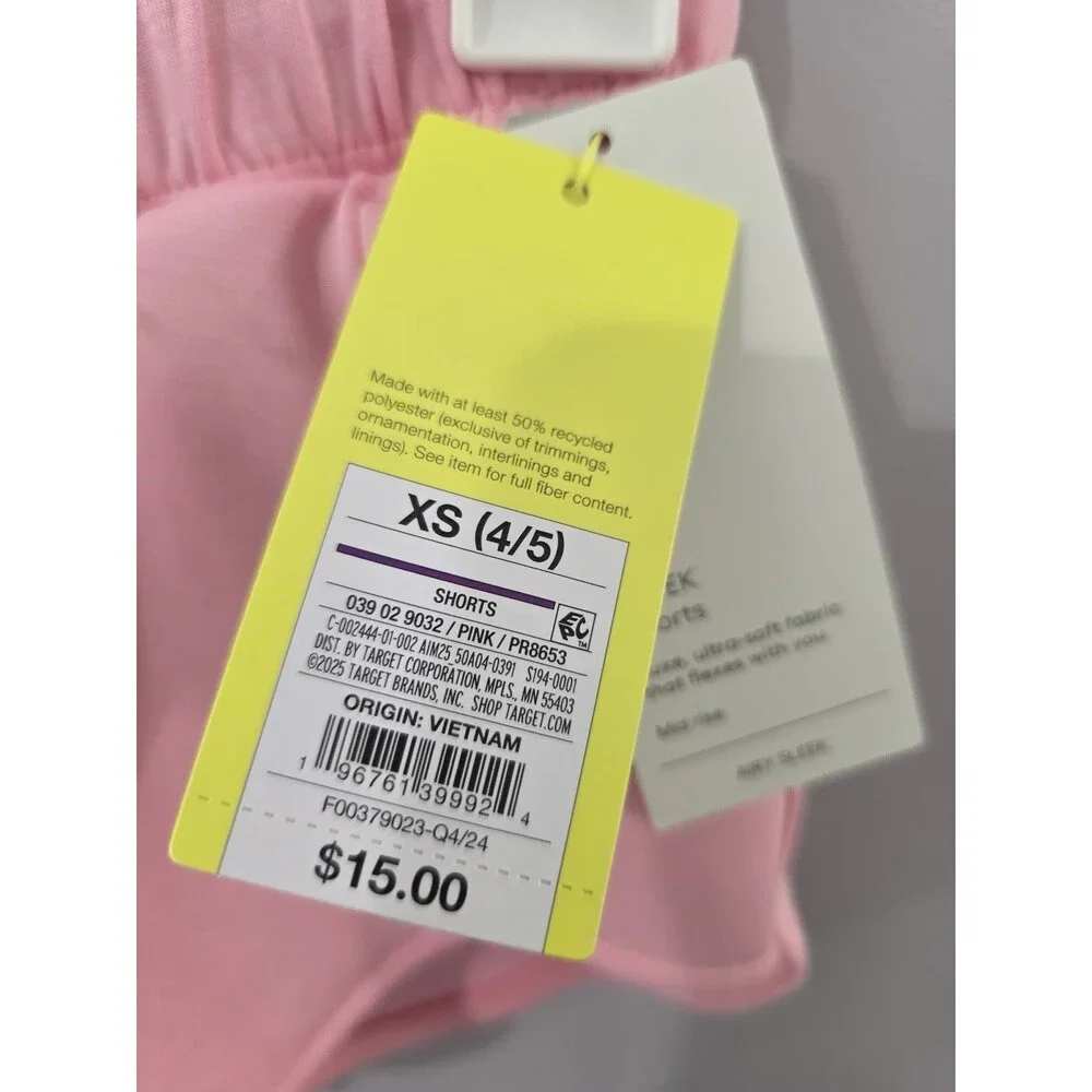 All in Motion Girls Pink Knit Athletic Shorts XS (4/5) Drawstring Elastic Waist